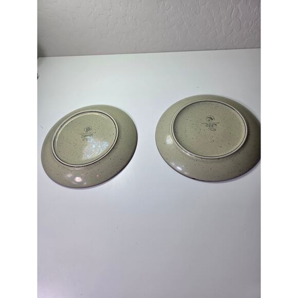 OVER AND BACK Cream Brown Swirl Back to Origins 8.25" Salad Plates Set of 2 - Picture 4 of 6